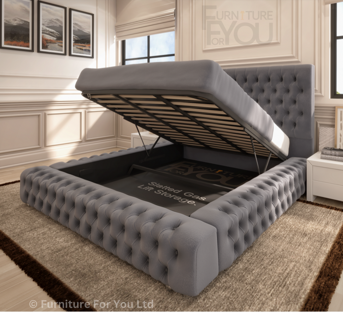 Abril tufted upholstered hot sale storage standard bed