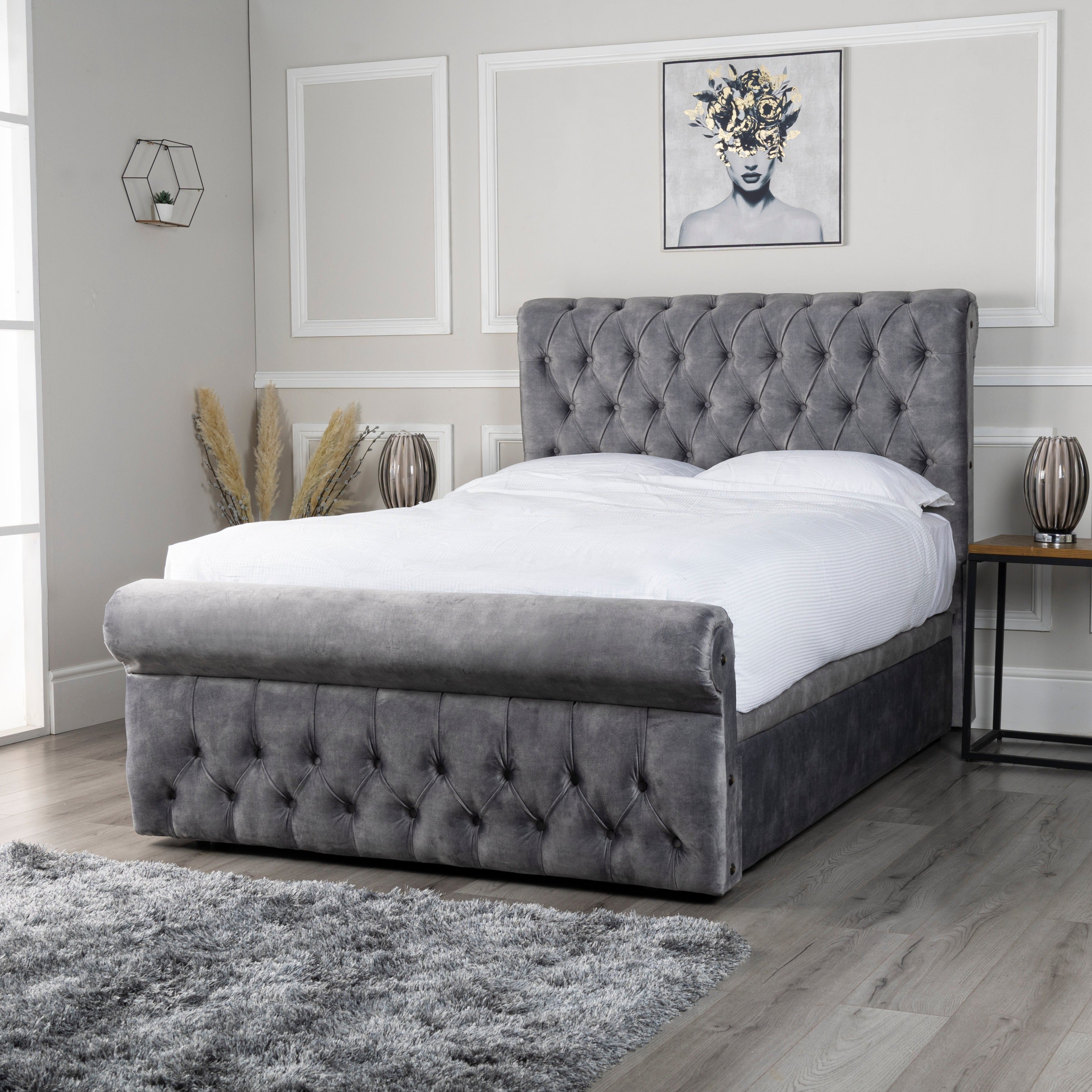 Buckingham Sleigh Ottoman Storage Divan Bed with Footboard Furniture